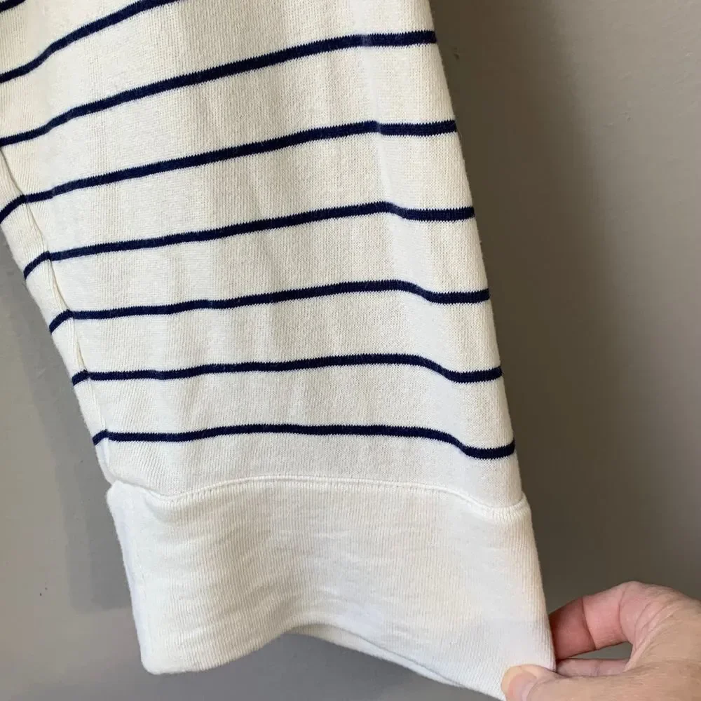 J. Crew‎ University Terry v-neck polo shirt in navy/winter white. Size XL